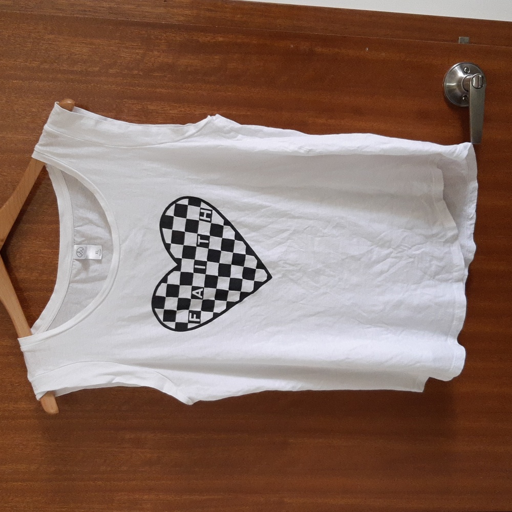Alternative White Kids Tank Top with Checkered Heart